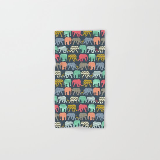 baby elephants and flamingos Hand & Bath Towel