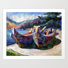 Emily Carr - War Canoes, Alert Bay - Canada, Canadian Oil Painting - Group of Seven Art Print