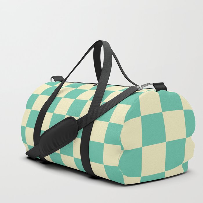 Checkerboard Checkered Checked Check Chessboard Pattern in Beige and Green Color Duffle Bag