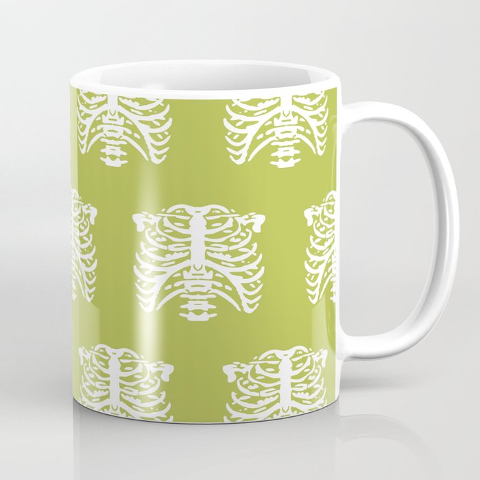 Human Rib Cage Pattern Chartreuse Green Coffee Mug