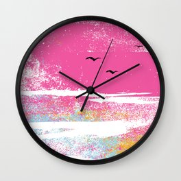 Pink Waves Wall Clock