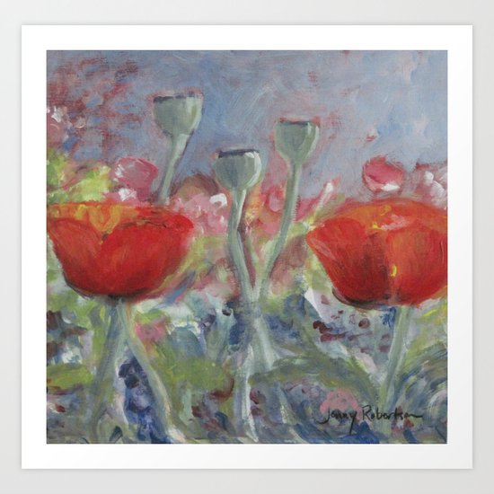 Two Poppies Art Print