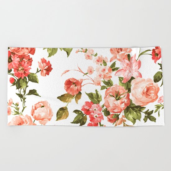 Floral Pattern Beach Towel