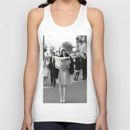 Roaring Twenties French Flapper Girl Reading Newspaper on the Street, Paris female portrait black and white photography - photographs Tank Top