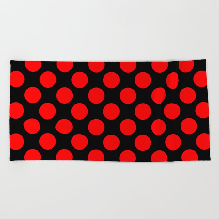 Purely Red - polka 1 Beach Towel