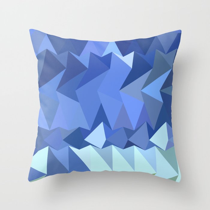 Brandeis Blue Abstract Low Polygon Background Throw Pillow