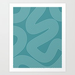 Swirl Stripe Pattern 7 in Teal Blue Green Art Print