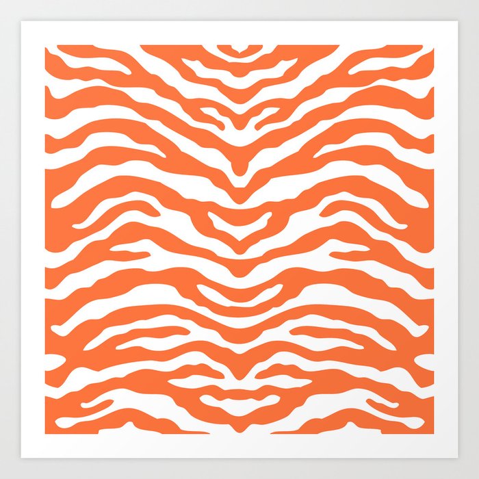 Zebra Wild Animal Print Orange Art Print