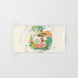 Vintage Hawaiian Travel Poster Hand & Bath Towel