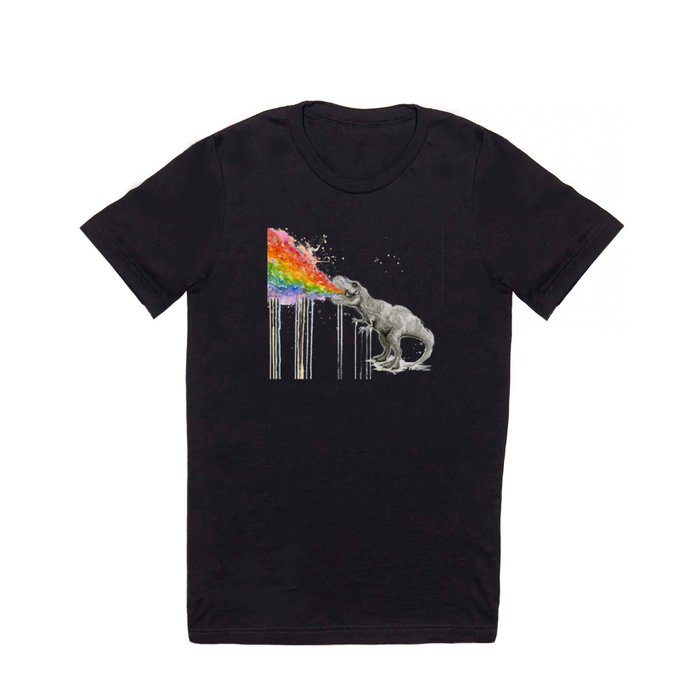 T-Rex Dinosaur Rainbow Puke Taste the Rainbow Watercolor T Shirt