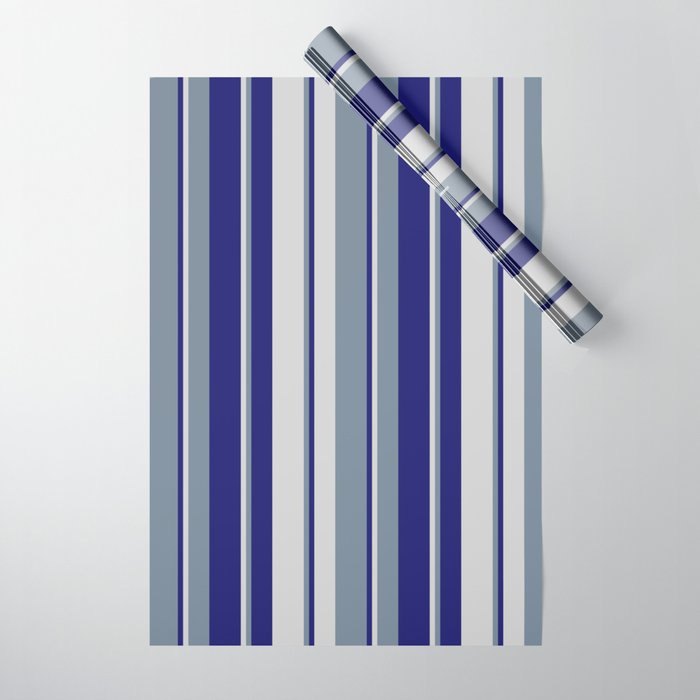 Light Slate Gray, Midnight Blue, and Light Gray Colored Lines Pattern Wrapping Paper
