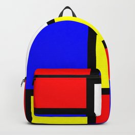 BLUE, RED, YELLOW & WHITE - Composition No. I - NEOPLASTICISM STYLE Backpack | Painting, Destijl, Composition, Verticallines, Modrianstyle, Rectangles, Blacklines, White, Coloredblocks, Pietmodrianstyle 