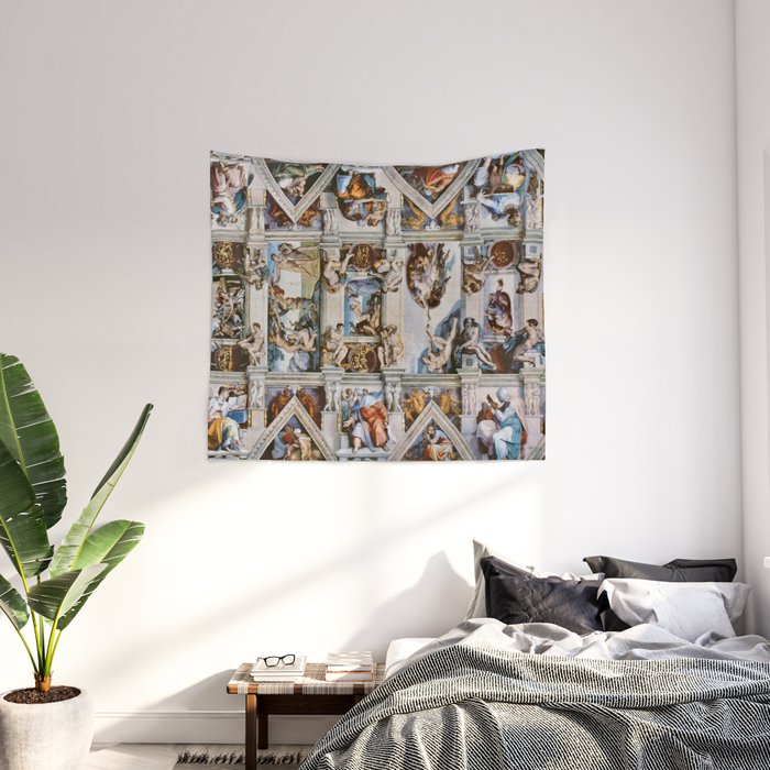 Sistine Chapel Ceiling Michelangelo Wall Tapestry by FAMOUS