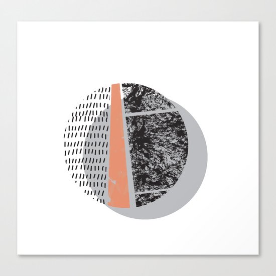 Abstract circles in peach and black Canvas Print