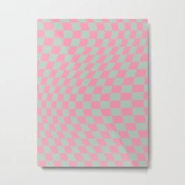 Check In Mint Green And Pink Metal Print