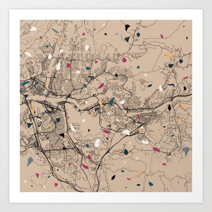 Santa Clarita, USA. City Map Collage - Terrazzo Art Print
