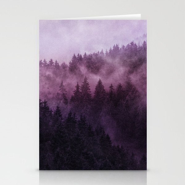 Excuse me, I’m lost // Laid Back In A Misty Foggy Wild Romantic Cascadia Trees Forest Covered In Fog Stationery Cards