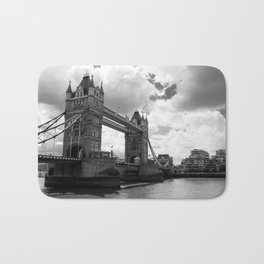 The Portal Above - Tower Bridge under a dramatic sky, London, UK (black and white) Bath Mat | Cityoflondon, Waterline, England, Traveler, Dramatic, Classic, Sky, Black And White, London, Skyline 