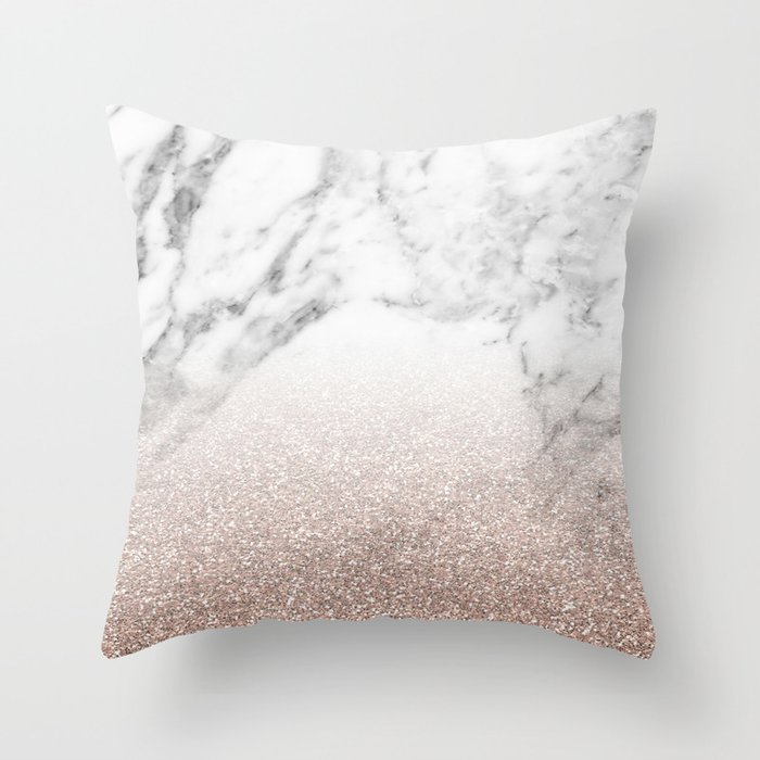 Marble sparkle rose gold Throw Pillow by marbleco Society6