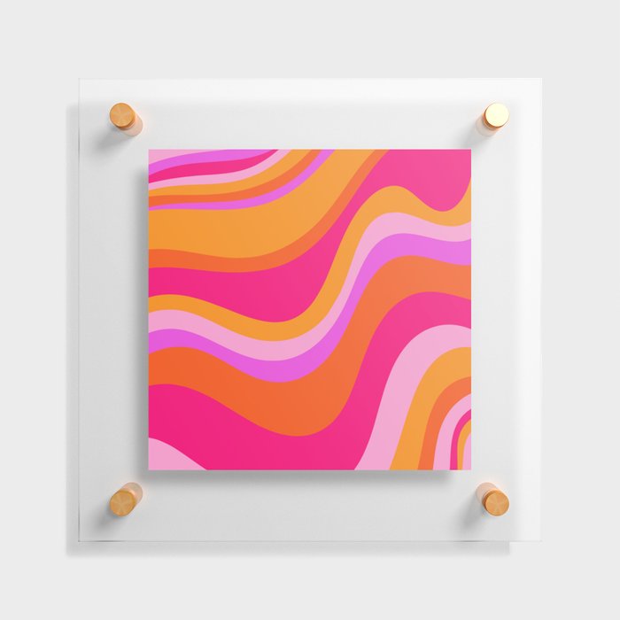 Retro Waves Abstract Pattern Pink Magenta Orange Floating Acrylic Print