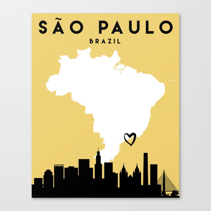 SAO PAULO BRAZIL LOVE CITY SILHOUETTE SKYLINE ART Canvas Print