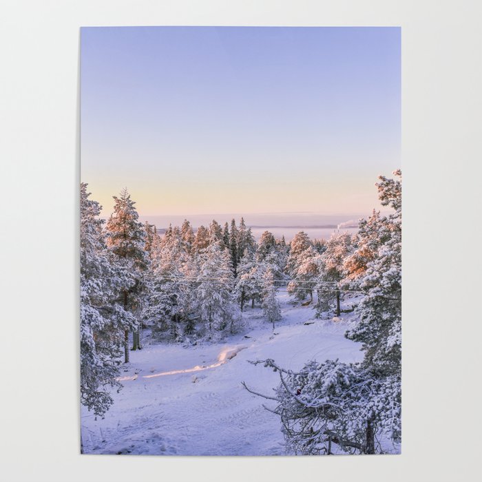 Lapland winter sunset landscape Poster