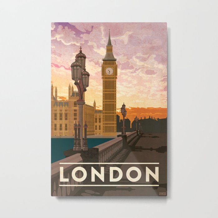 London, England Travel Poster Metal Print