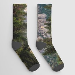 In the Valley of Yosemite - Wildflowers at Cathedral Rocks in Yosemite National Park California Socks