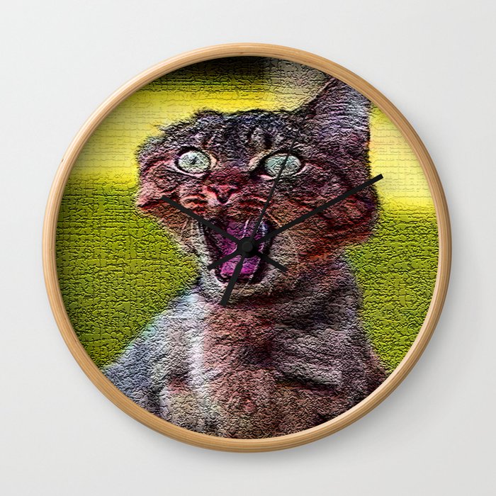 funny cat shocked Wall Clock