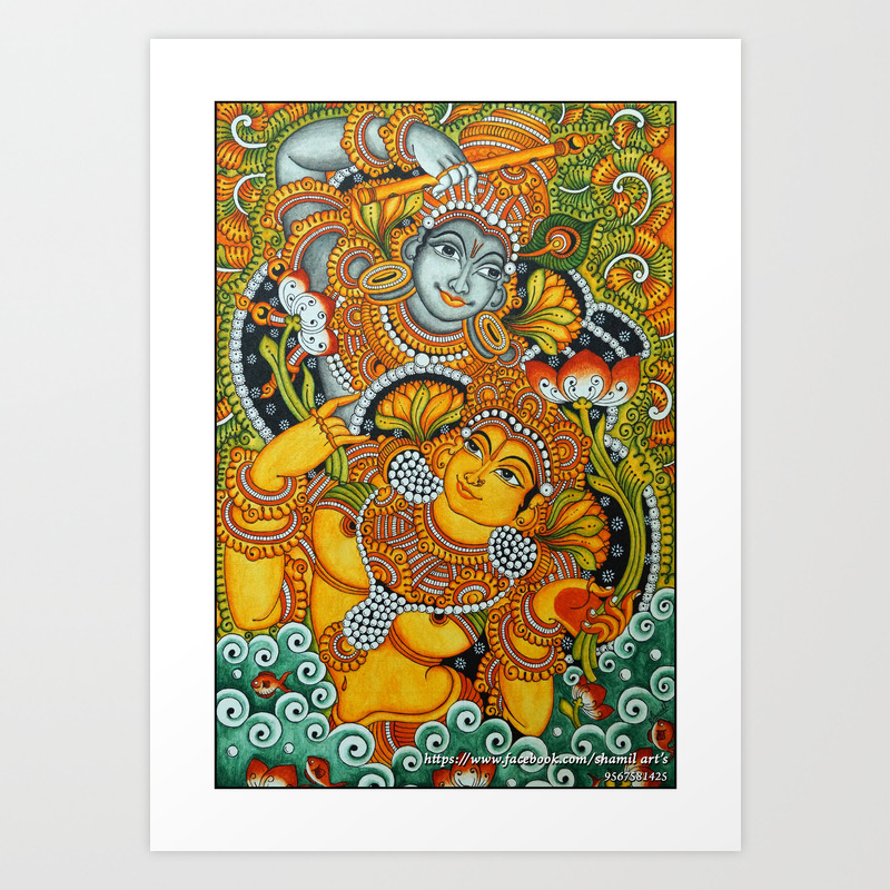 Radha Krishna Mural Painting Art Print By Gouravart Society6