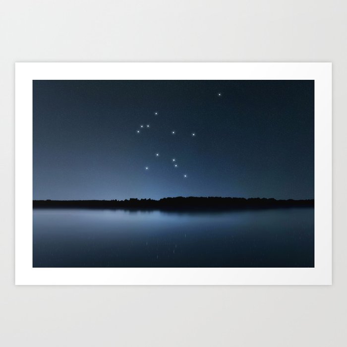 Aquarius star constellation, Night sky, Cluster of stars, Deep space, Zodiac constellation, Water Bearer, Water Carrier Art Print