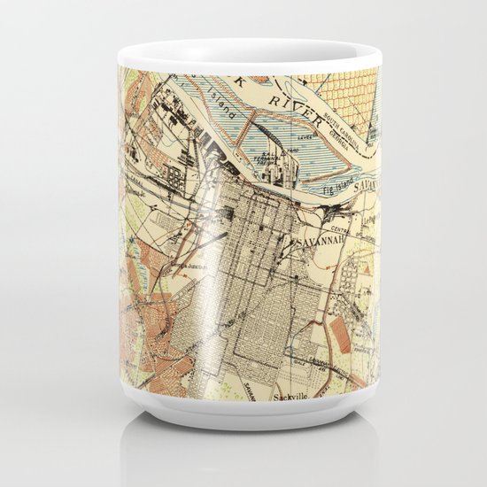 Vintage Map Of Savannah Georgia 1942 Coffee Mug By Bravuramedia Society6
