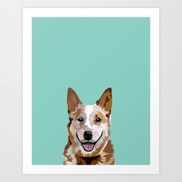 Australian Cattle Dog red heeler pet portrait art print and dog gifts Art Print