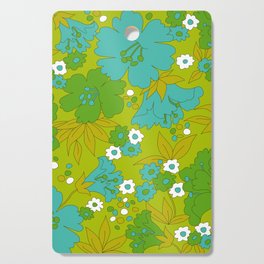 Green, Turquoise, and White Retro Flower Design Pattern Cutting Board