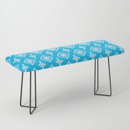 Turquoise and White Native American Tribal Pattern Bench