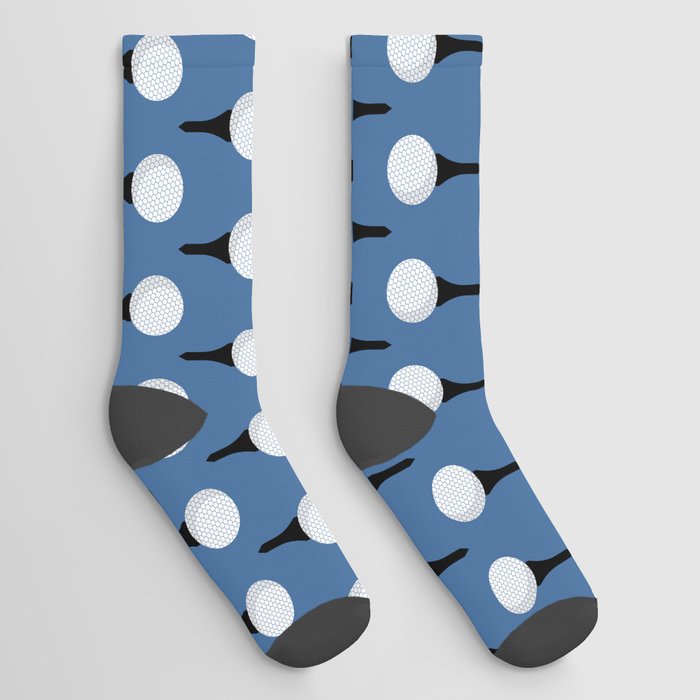 Golf Ball & Tee Pattern (Blue) Socks