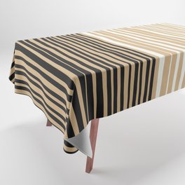 Natural Stripes Modern Minimalist Colour Block Pattern Black Oat Beige Cream Tablecloth