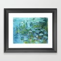 Claude Monet Water Lilies / Nymphéas teal aqua Gerahmter Kunstdruck