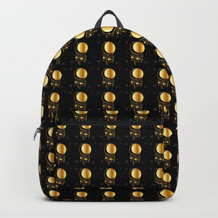 Golden night sky and moon dreamcatcher in gold Backpack