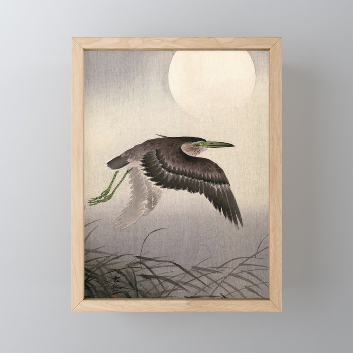 Heron at Full Moon, 1900-1930 by Ohara Koson Framed Mini Art Print