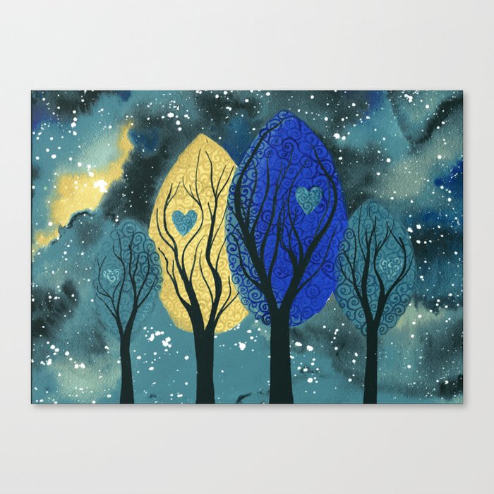 Night Family Abstract Family Portrait In Trees Canvas Print By