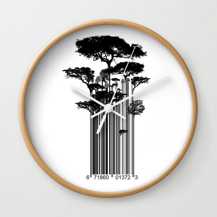 Barcode Trees illustration  Wall Clock