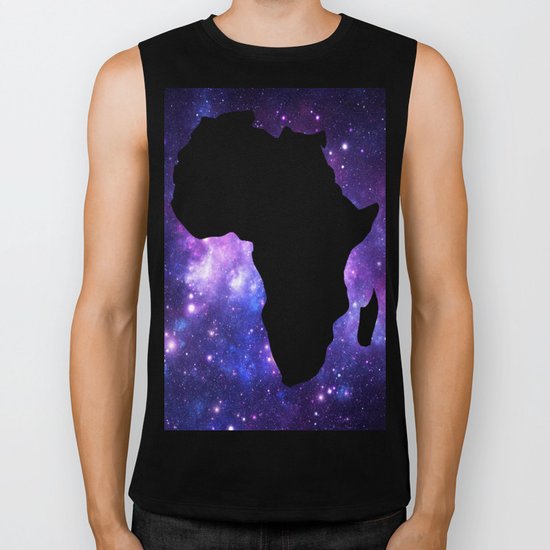 Galaxy AFrica Continent Purple Blue Biker Tank