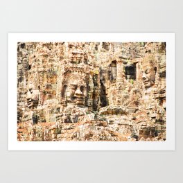 Stone Faces Ancient Wall Art Print | Archaeology, Photo, Natural, Religion, Digital, Statue, Wonder, Faces, Stone, Native 
