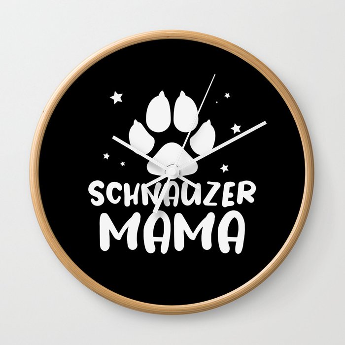 Schnauzer Mama Dog Lover Paw Wall Clock