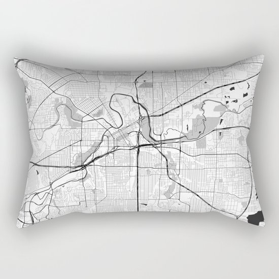 Fort Worth Map Gray Rectangular Pillow