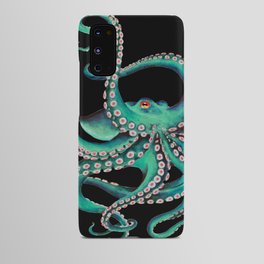 Octopus Tentacles Dance Teal Watercolor Ink Black Android Case