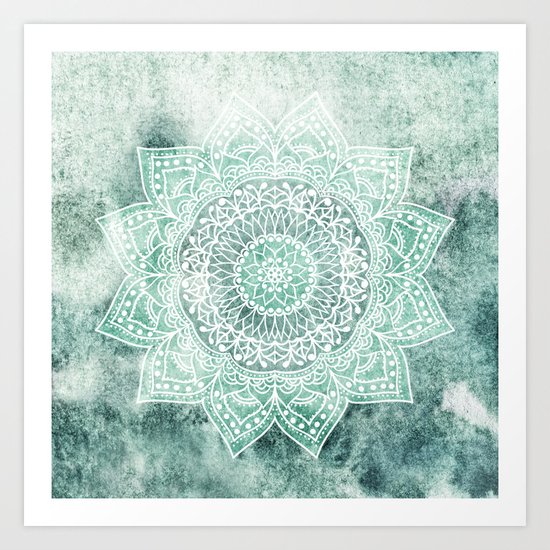 DEEP MINT MANDALA Art Print