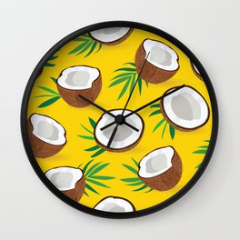 Coconut Pattern on Yellow Background Wall Clock