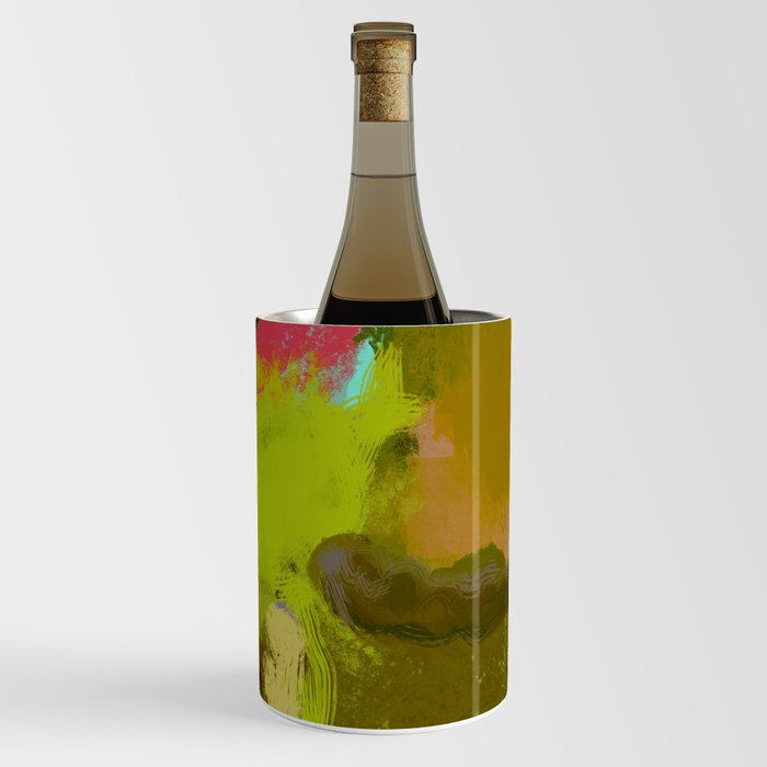 Muted Abstract Modern Clouds Green Wine Chiller